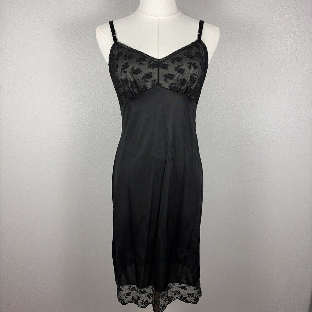 Vintage Henson Kickernick Slip Dress Size 32 Sheer Noir Whimsigoth 60s Romantic